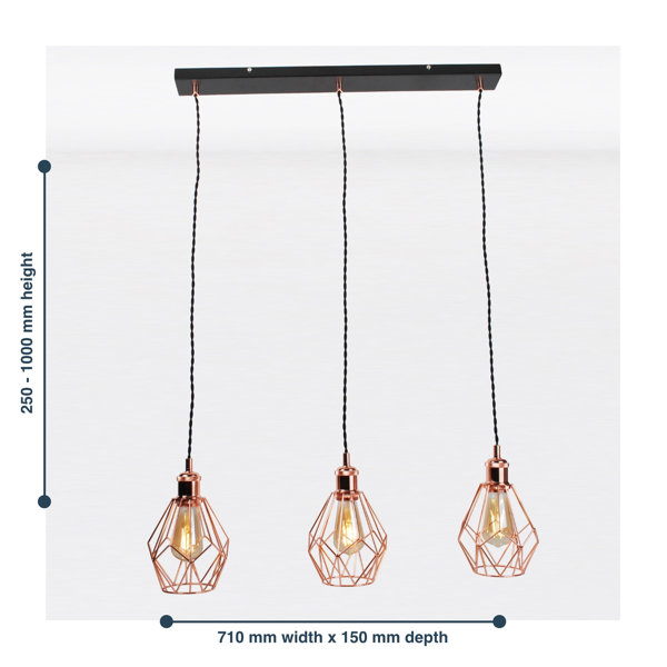 Latitude Run Esgerth 3 Light Kitchen Island Geometric Pendant